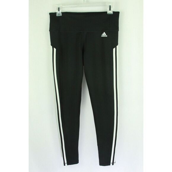 Adidas Leggings M 3-Stripe Black Full Length Womens Medium - Picture 1 of 7
